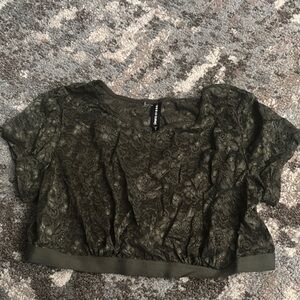 Torrid Olive Lace Crop Top